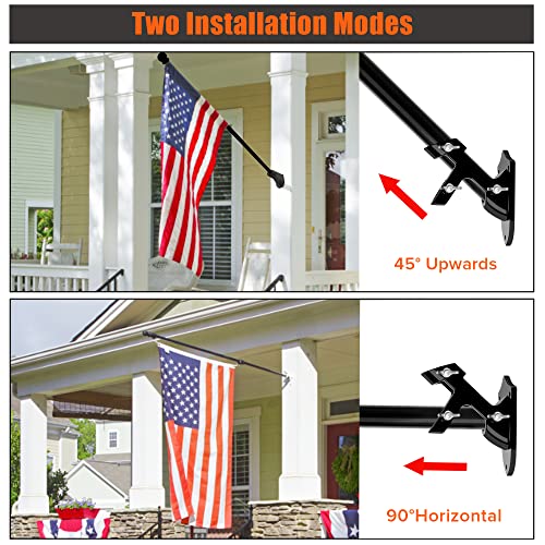 Rsotc FLAG-01 Poles For Outside House 6Ft Stainless Steel Metal Black Flag Pole Kit Tangle Free Residential Heavy Duty thumb #5