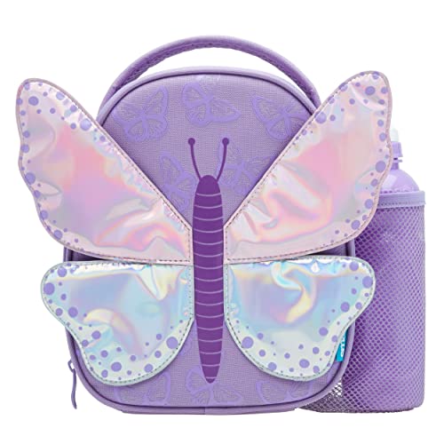 Smash Kids 3D Butterfly Insulated Lunch Bag and Bottle, Purple