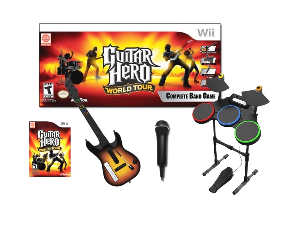 Amazon.com: Wii Guitar Hero World Tour Band Kit (Renewed