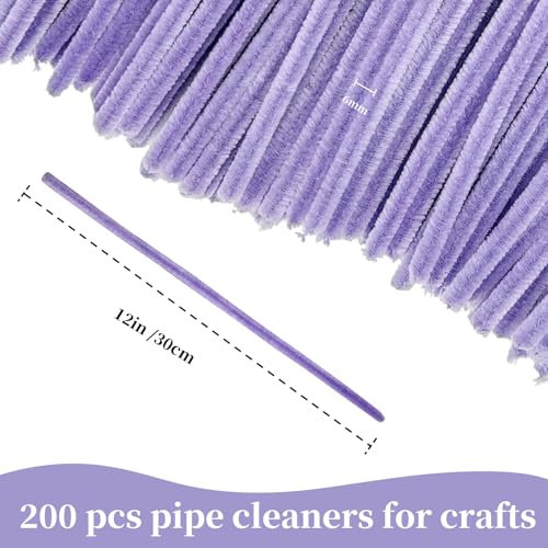 Image of VZF Lovely Light Purple Pipe Cleaners Craft,200pcs Arts Crafts,Chenille Stems Art Supplies for Projects Creative DIY Room Decor,Christmas Decorations,Teen Girl Gifts Trendy Stuff,Halloween Gifts