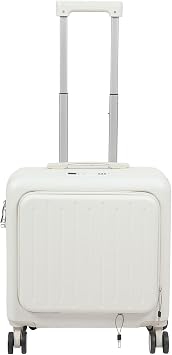 Carry-On Underseat Luggage with Wheels Airline Approved,18 inch Expandable Rolling Suitcase,Carry On Luggage with USB Port, Cup Holder, and Password Lock,for Business Travel White