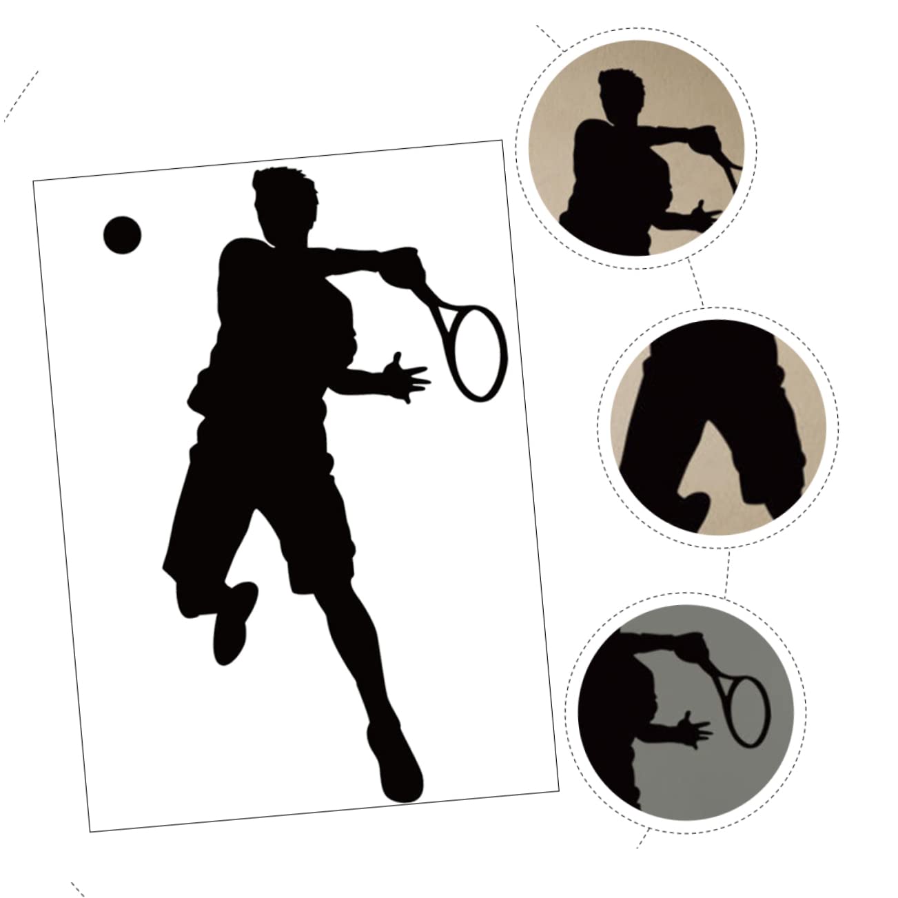 Adesivo Murale Sportivo Autoadesivo in Pvc Nero Giocatore di Tennis per Cameretta Palestra