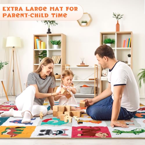 Extra Large Baby Play Mat for Floor 150x180 cm,Thick Playmats for Babies Kids Toddler,Soft Non-Slip Mat for Crawling & Playing,Machine Washable Portable Playpen Mat Pad for Tummy Time,Animal Alphabet - Image 3