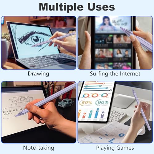 Image of COO Universal Active Stylus Pen for iOS, Android & Samsung Touch Screens | Smart Digital Stylus for Lenovo /Vivo /Mi /HUAWEI Tablets, iPhone /Samsung /Pixel Phones for Drawing&Writing, Purple