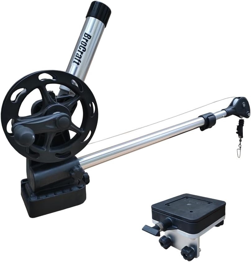 Brocraft Manual Trolling Downrigger with Telescopic Boom for Boat Gunnel Track System/Boat Track System Manual Downrigger