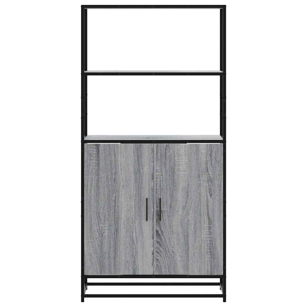 Highboard grigio Sonoma 68 x 35 x 139 cm, materiale in legno e metallo, robusto cabinet per Living Room, versatile cabinet per cocina e entryway, elegante consolle con spazio di archiviazione