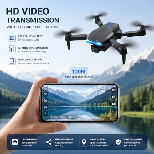 Image of 4K HD Camera Foldable dRoNe Toy with APP Control, Air Pressure Altitude Hold, 360 Roll & Long Life Battery | WiFi FPV RC Quadcopter for Kids & Beginners