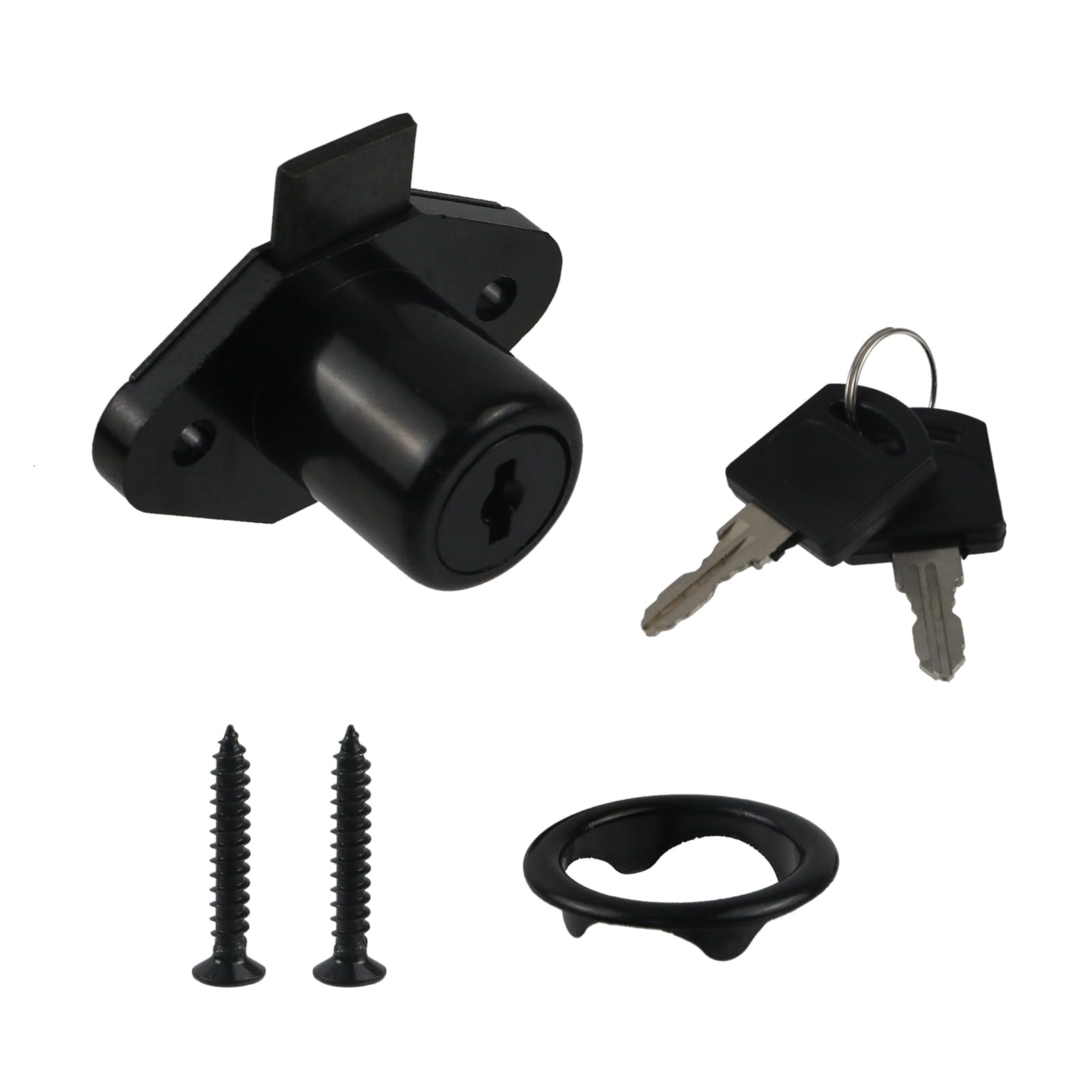 Chinflly Drawer Lock with 2 Keys, Antique Black, Zinc Alloy, 1 Pack
