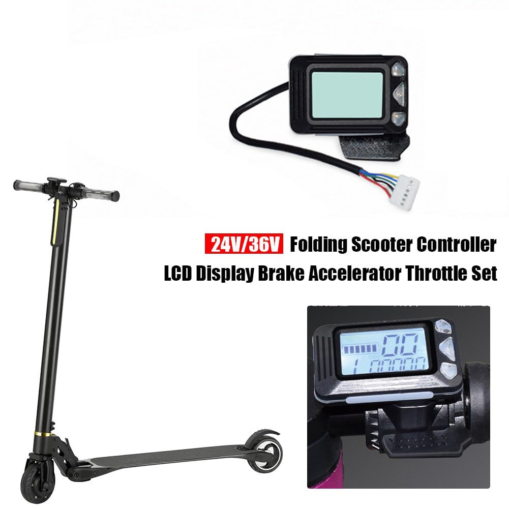 Kit Controller Scooter Pieghevole 36V 350W Controller Scooter Elettrico Schermo LCD Acceleratore Freno Scooter Elettrico Set Acceleratore Facile Da Installare (36V)