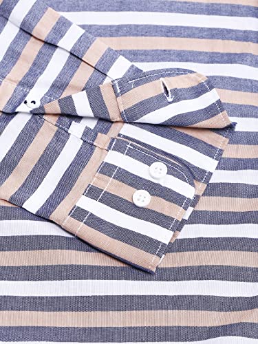 Image of Dennis Lingo Men's Cotton Slim Fit Striped Casual Shirt (Long Sleeves)