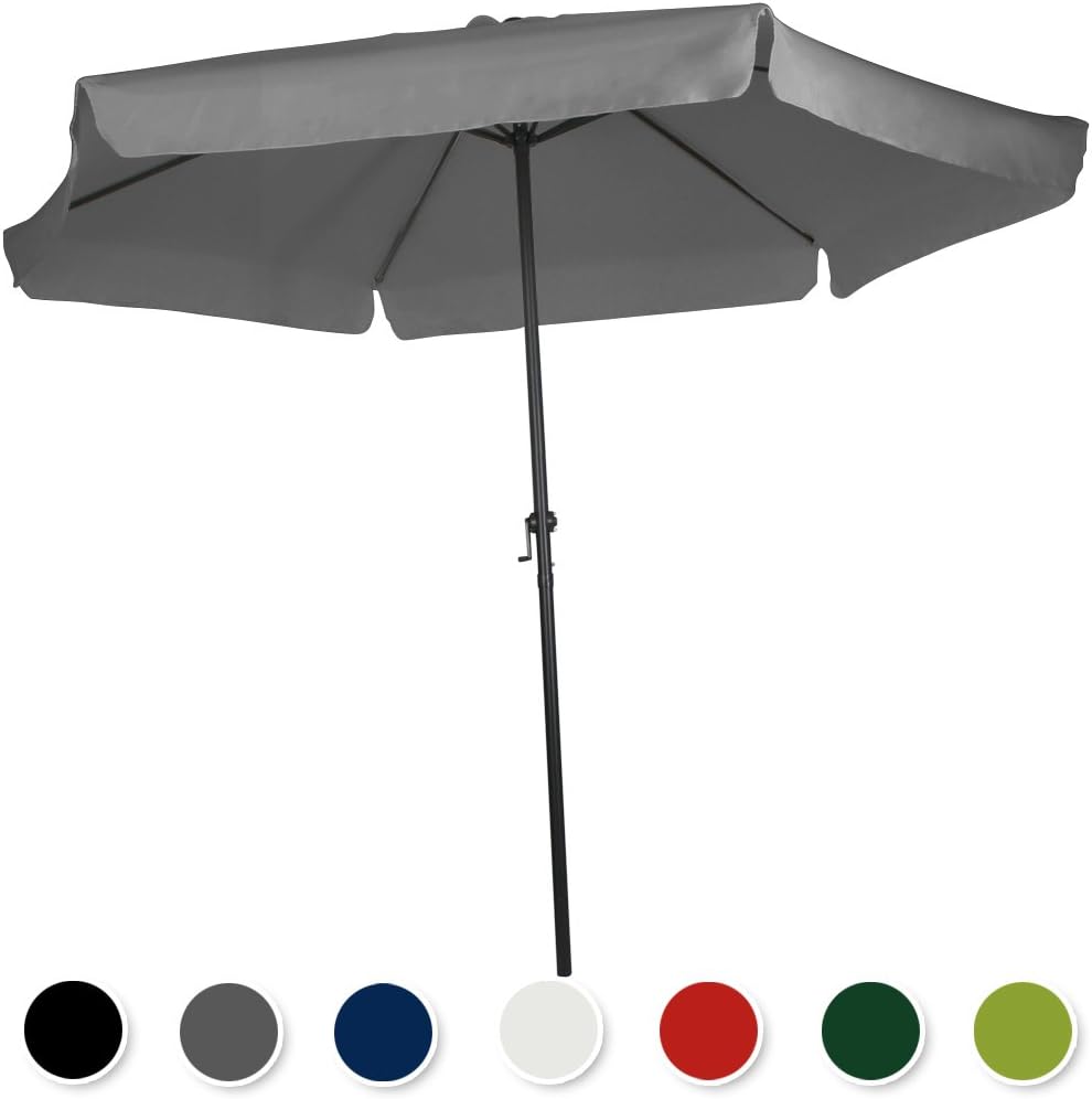 Standard Garden Umbrella - 3 m ร, UV Protection 30+, Water-Repellent Polyester, with Crank Handle, Choice of Colours - Patio, Outdoor, Sun Parasol, Sunshade