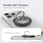 Magnetic Phone Ring Holder for MagSafe, Ultra-Thin Cell Phone Grip Stand Kickstand with 360° Rotation, N52 Strong Magnet Finger Ring for iPhone 16 15 14 13 12 Pro Max/Plus, Android