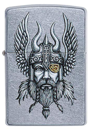 Zippo Viking Warrior Design Street Chrome Pocket Lighter, One Size (29871)