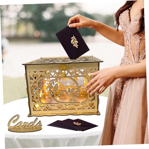 Caja de madera para tarjetas de boda evite pérdidas de sobres de invitados 8