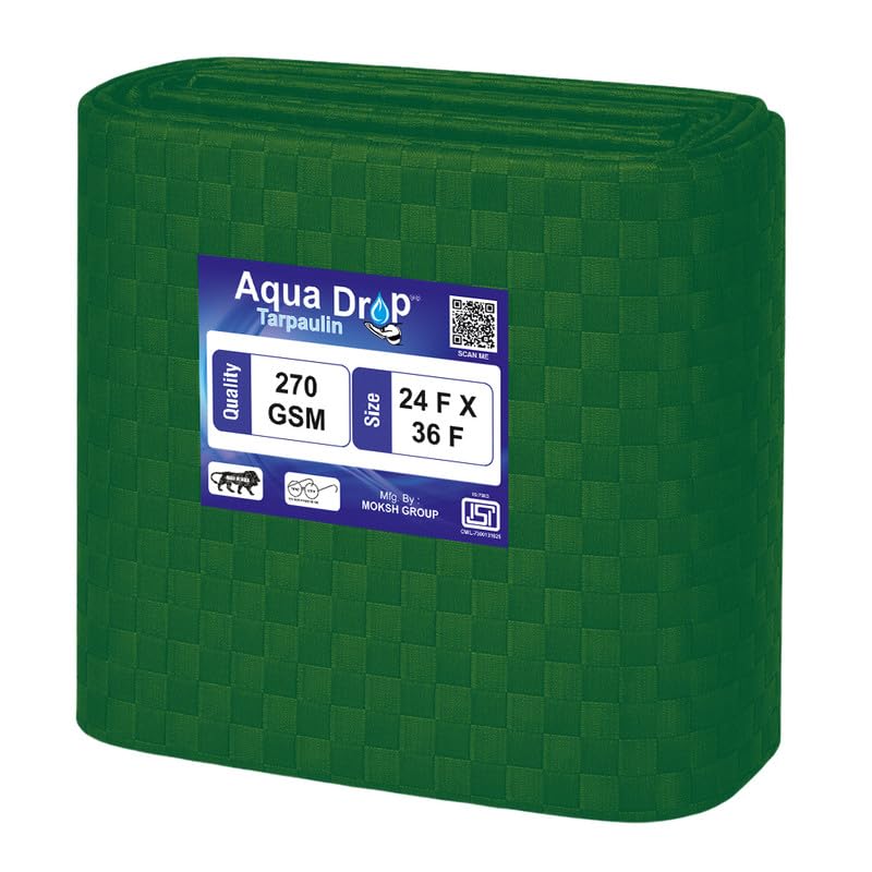 Aqua Drop 270 GSM Tarpaulins M. Green and Black – Heavy-Duty Protection with is 7903 Approval and a 2-Year UV Warranty for Long-Lasting Outdoor Performance 18 x 24 FT-image-12