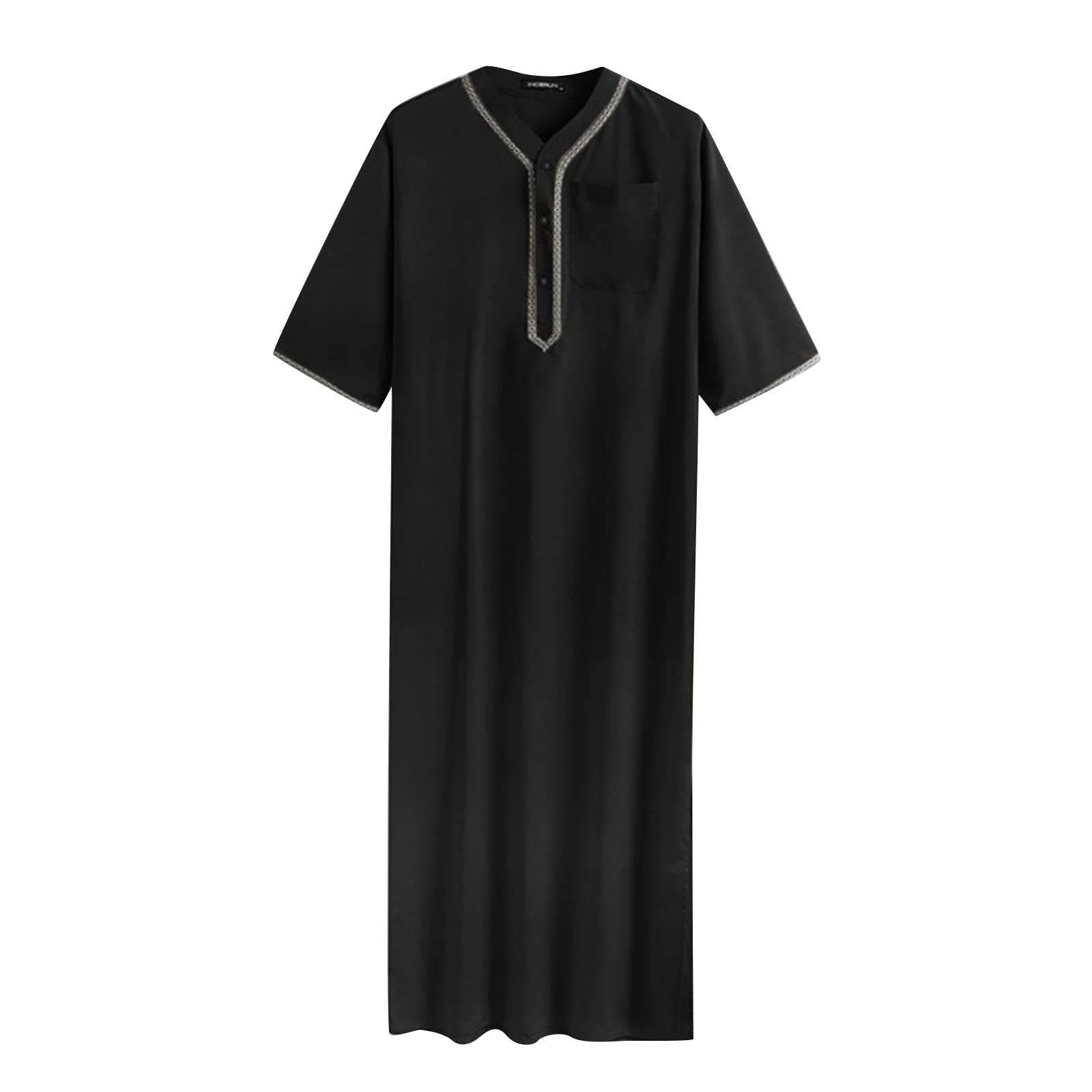 Chilaba hombre Vestidos musulmanes para hombre manga corta larga caftán árabe hombres camisón algodón lino túnica de gran tamaño ropa de oración musulmana ramadán islámica ropa abaya arabe hombre