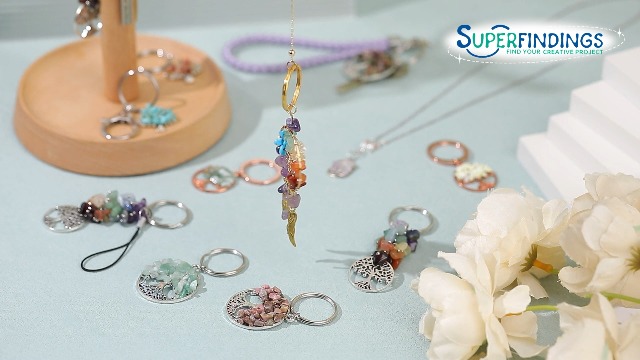 21 Ciondoli Albero Della Vita In Pietre Naturali - Per Bijoux, Portachiavi, Regali, 7 Color I Con Foro