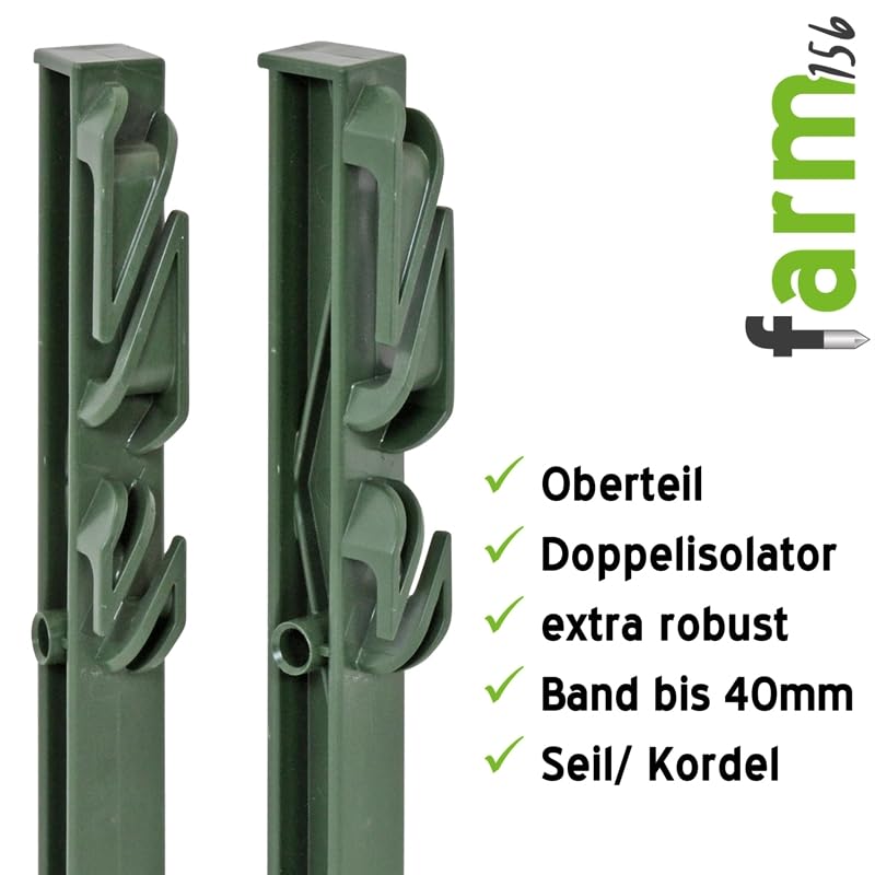 VOSS.farming 40x Weidezaunpfähle Farm 156", 156 cm, 11 Ösen, grün