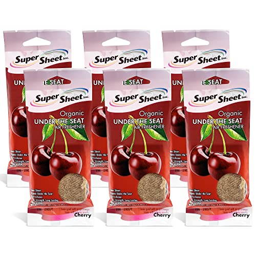 Image of Super Sheet, Organic Under the Seat Car Air Freshener, Long Lasting Fragrance (Cherry, 6 Packs)