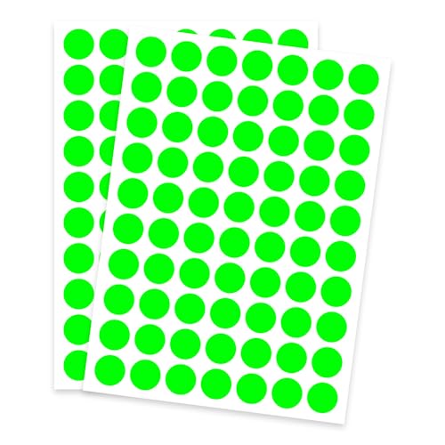 Dot Stickers - 3/4 Inch Fluorescent Green Circle Labels, 1400pcs Self-Adhesive Writable Color Coding Round Stickers for Office, Classroom, Garage Sale