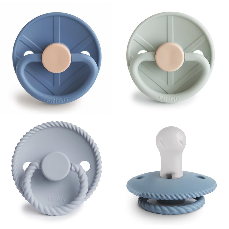 Image of FRIGG SilkySoft Silicone Baby Pacifier 4-Pack Skyline Serenity | Made in Denmark | BPA-Free (0-6 Months)