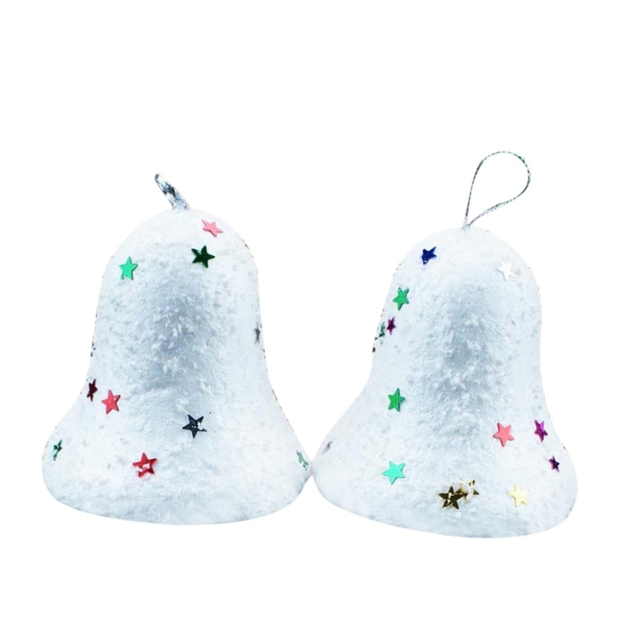 Decorazioni natalizie a forma di campana, 6 palline di schiuma bianca con decorazione a campana, a forma piccola