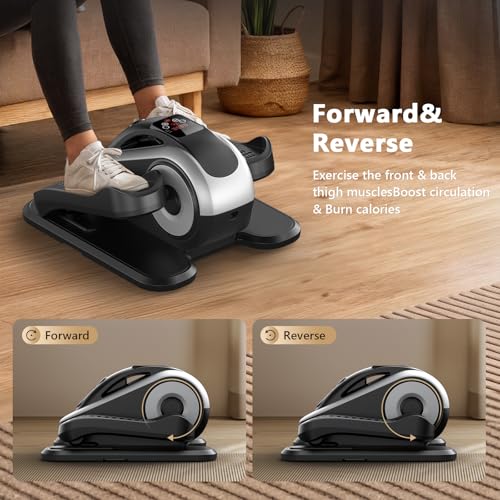 Image of Under Desk Elliptical Machine for Seniors, Large Size Electric Leg Exerciser with 12 Adjustable Speeds & 12 Modes, Remote Control, Elastic Rope, Manual & Auto Mode for Home Office Use