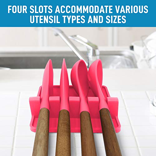 Image of Zulay Kitchen Silicone Utensil Rest with Drip Pad for Multiple Utensils - BPA-Free, Heat-Resistant Spoon Rest & Spoon Holder for Stove Top - Kitchen Utensil Holder for Ladles & Tongs - Honeysuckle