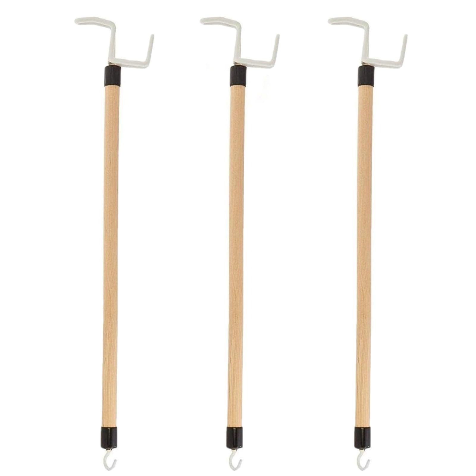 Sammons Preston Deluxe Dressing Stick, 3 Pack, 26" Long, Lacquered Wood with Reinforced Hook at End, Adaptive Dressing Aid Limits Bending & Reaching, Putting On & Pulling Off Clothing Made Easy