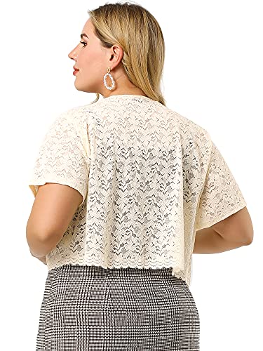 Image of Agnes Orinda Plus Size Bolero Shrugs for Women Lightweight Open Front Short Sleeve Cropped Lace Cardigan