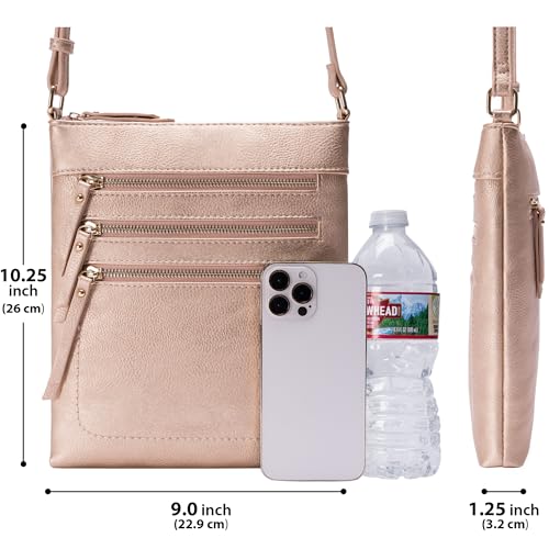 Image of Solene Crossbody Bag Functional Multi Pocket Messenger Purse Top Zip Closure Shoulder Handbag With Adjustable Strap