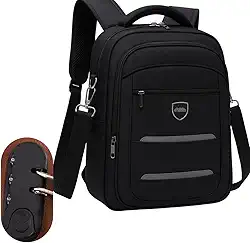 Mochila para Notebook Masculina e Feminina Reforçada Resistente, Impermeável com Cadeado Antifurto Ideal para Trabalho, Faculdade e Escola, Alça Ergonômica - Meterial Premium - Steel Hook Preta
