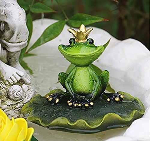 Mini vijver decoratieset kikker in blad vijverfiguur met 6 zwembaden 2 drijvende lotus 1 kikker mini-vijver terrasvijver zinken bad zonne-fontein tuin balkon vijverdecoratie - Image 5