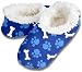 Snoozies! Blue Paws & Bones Women's Sherpa Footcoverings - Medium