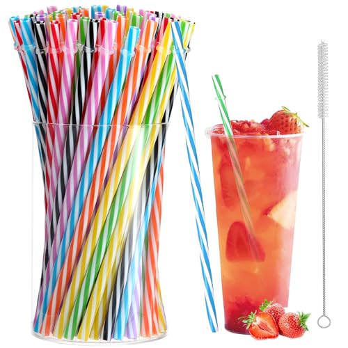 ChAusa 100 Pezzi Cannucce 230 * 7 mm Naturale Paglie di Carta, Biodegradabile Cannucce per Bevande, Cannucce, Cannucce per Feste per Compleanni, Matrimoni, Natale (Colori misti)