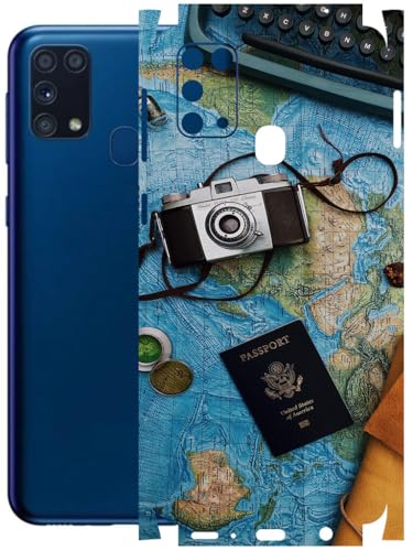 Image of AtOdds - Full Body Back Screen Guard Protector Film - Lamination Wrap Skin Sticker Compatible with Samsung Galaxy M31 | Scratchproof Matte Finish (Travel Map)
