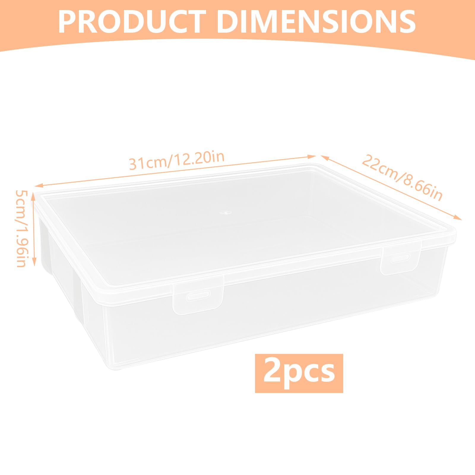 Cajas Almacenaje Plastico con Tapa Apilables 31x22x5cm 2 Piezas