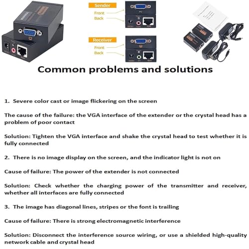 Image of VGA Extender Adapter, Video Extenders Over Cat5e /6 Ethernet Cable with Audio Support up to 100M (328ft /100m, Sender+Receiver) (100M VGA Extender Adapter)