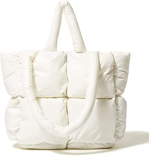 Large Puffer Tote Bag,Soft Padded Down Winter Handbag, Quilted Lightweight Nylon Puffer Shoulder Bag