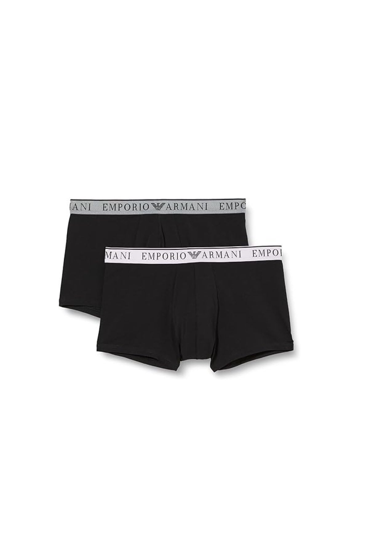 Emporio Armani Men's Black/Black Stretch Cotton Endurance 2-Pack-Trunk, M (Pack Of 2)