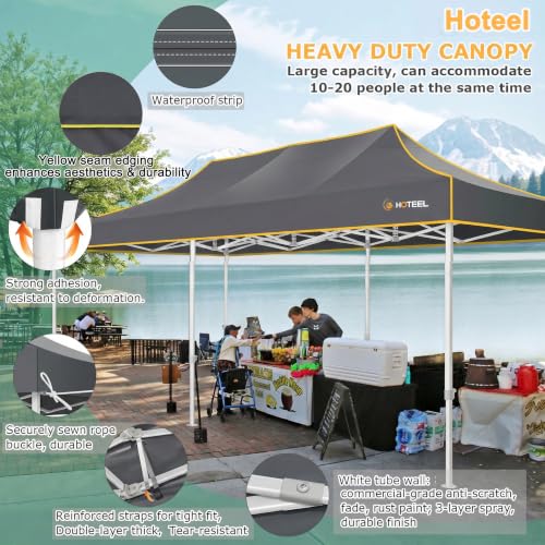 Image of Hoteel 10x20 Heavy Duty Pop Up Canopy Tent with 6 Sidewalls, Grey
