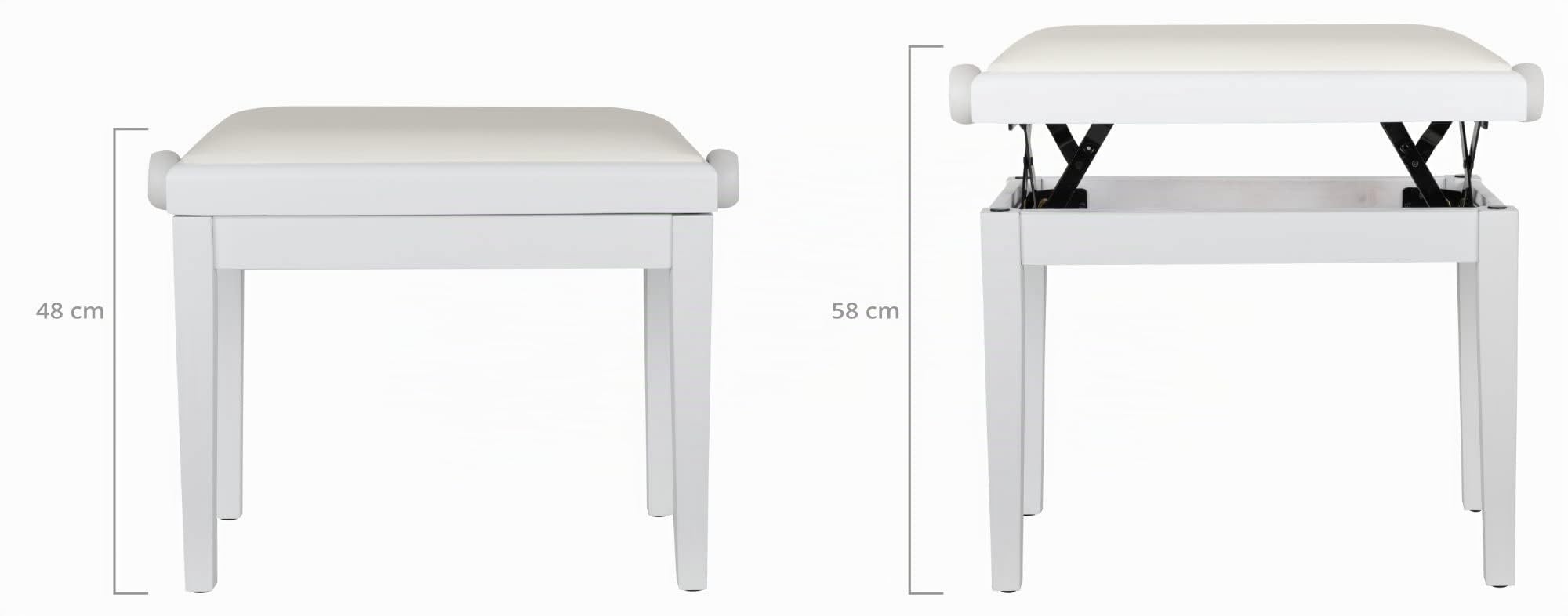 Classic Cantabile Banquette pour piano modèle A Blanc Mat