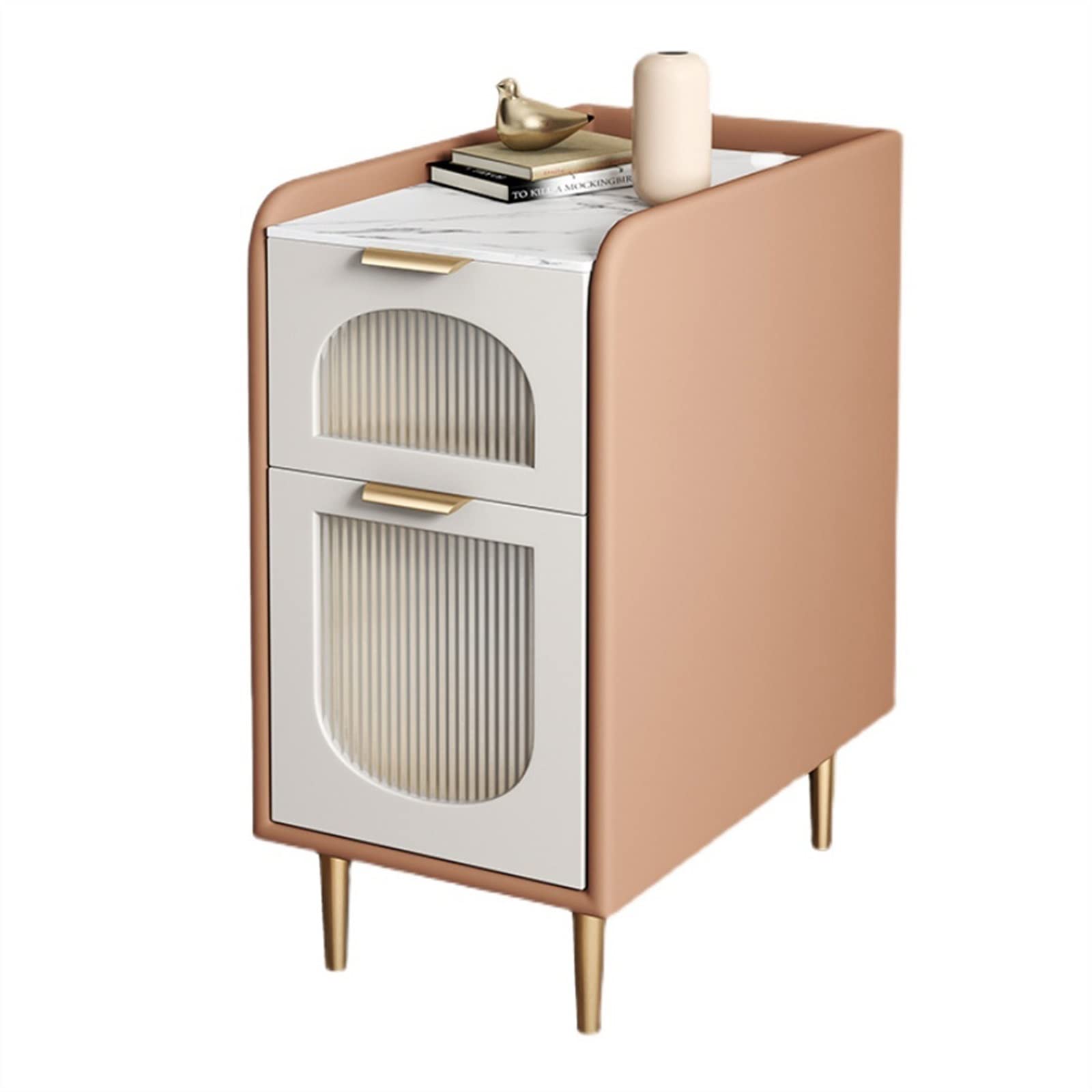 Table d'appoint rectangulaire en bois TUSUOD avec double tiroir de chevet