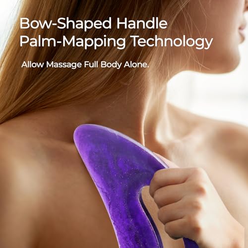 Image of Scienlodic 4 Pcs Gua Sha Massage Tools for Face & Body (Purple, Resin) - Guasha Scraping Tool for Jawline Contouring, Puffiness Reduction, Neck, Back, Legs & Muscle Relaxation