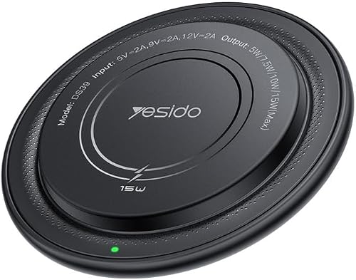 15W MagSafe Magnetic Wireless Charger Pad, Fast Charging Round Desktop Station for iPhone 15/14/13/12, Samsung Galaxy, AirPods & Qi-Enabled Devices