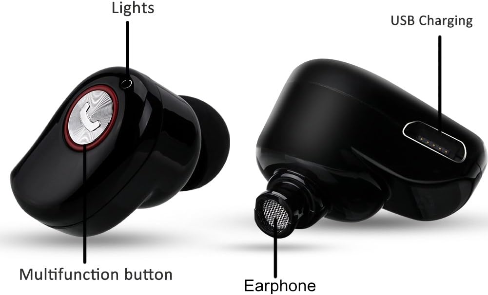 Mini Invisible Bluetooth Earbud,V4.1 Stereo Wireless Bluetooth Earphone with Built-in Mic,Sports Noise Cancelling in-Ear Headphone for iPhone Samsung and Other Android Phones (Black)