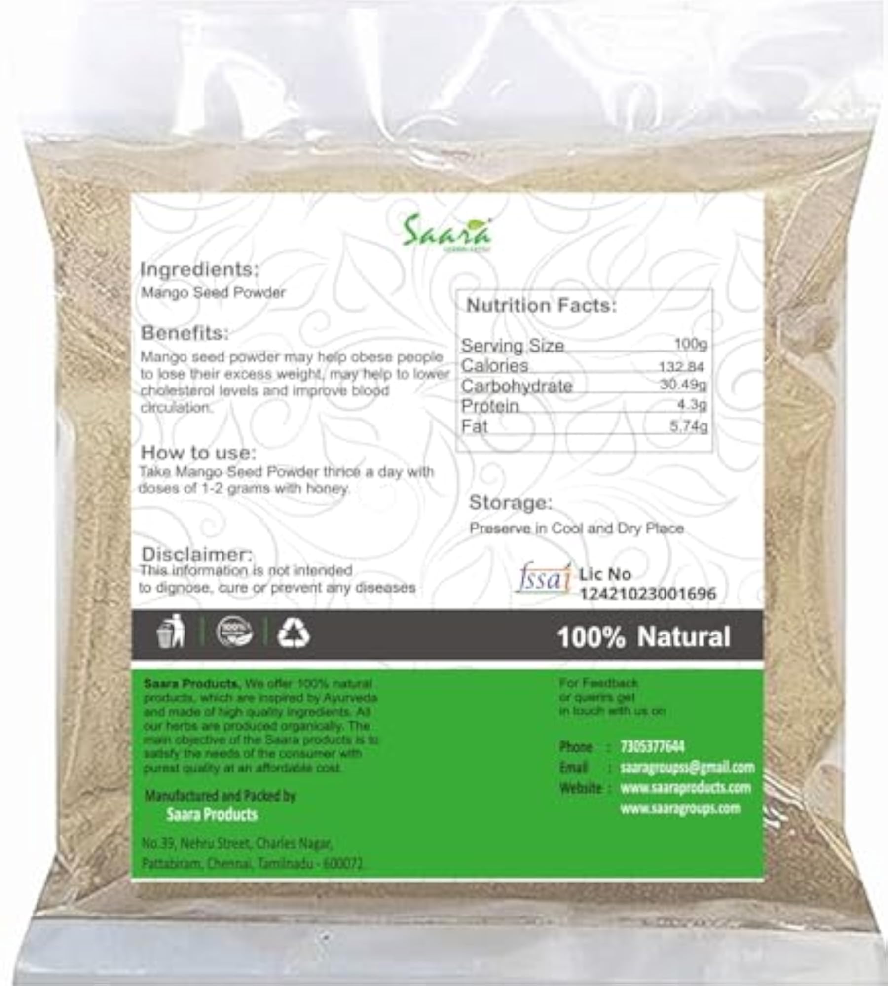 HERBALFRESH Mango Seed Powder, Nutrient-Rich Supplement