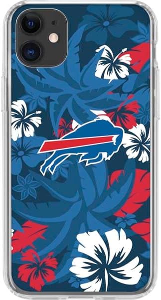 Skinit Clear Phone Case Compatible with iPhone 11 - Officially Licensed NFL Buffalo Bills Tropical Print Design