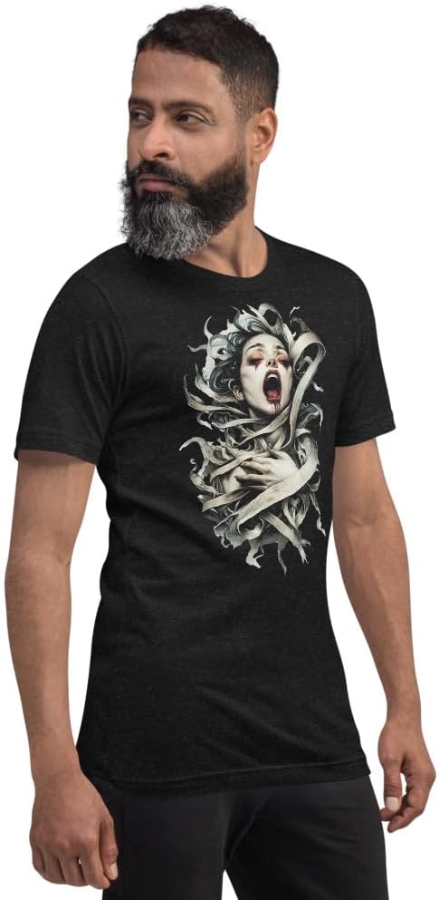 Auroroboros Torn Ribbons Tee: Unisex Tagless Staple T-Shirt - Gothic Art Screaming Face Graphic Tee | Black #ODC-0004B