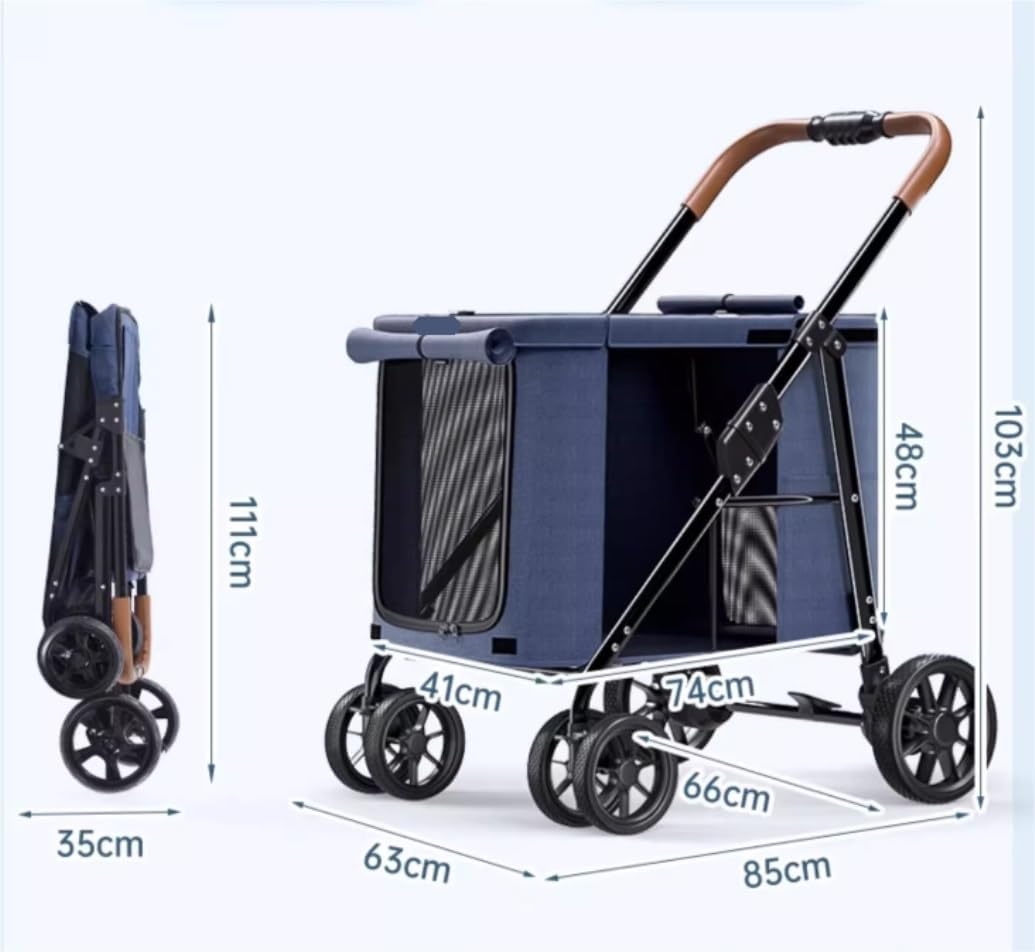 Pet Stroller Folding Travel Cat Stroller Dog with Wheels Pet Wagon for Small Medium Dogs Cats Accessories(Green)